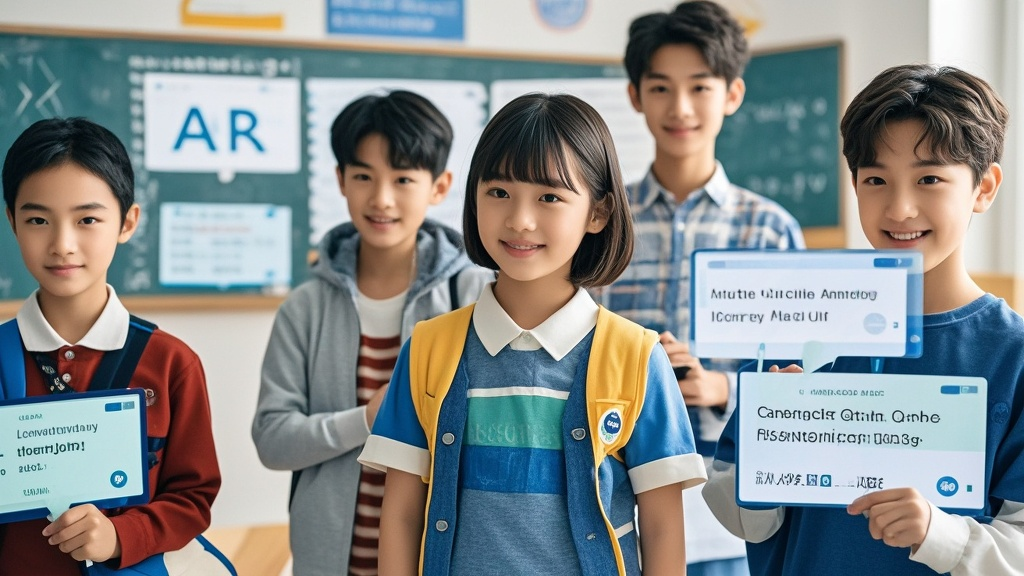 a group of children holding signs